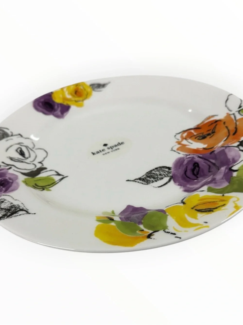 Kate Spade New York Charcoal Floral Dinner Plates Set of 2 Lenox 11.5”